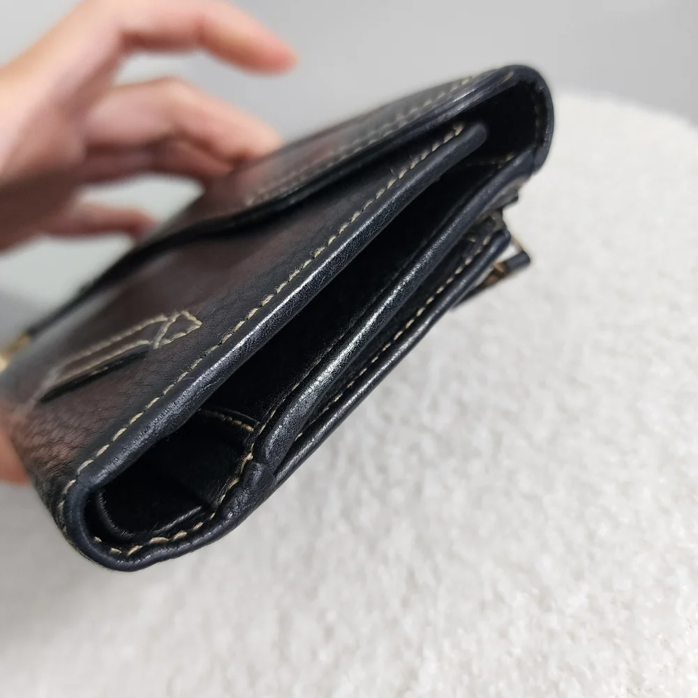 Dior Black Leather Wallet with Gold Accents